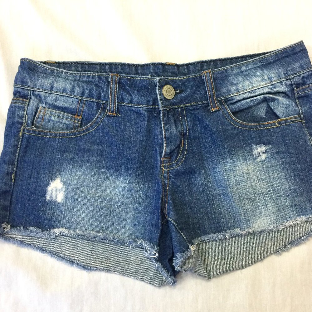 🍎🍎🍎  APRIL GIRL WOMENS DISTRESSED JEANS SHORTS 5 🍎🍎🍎